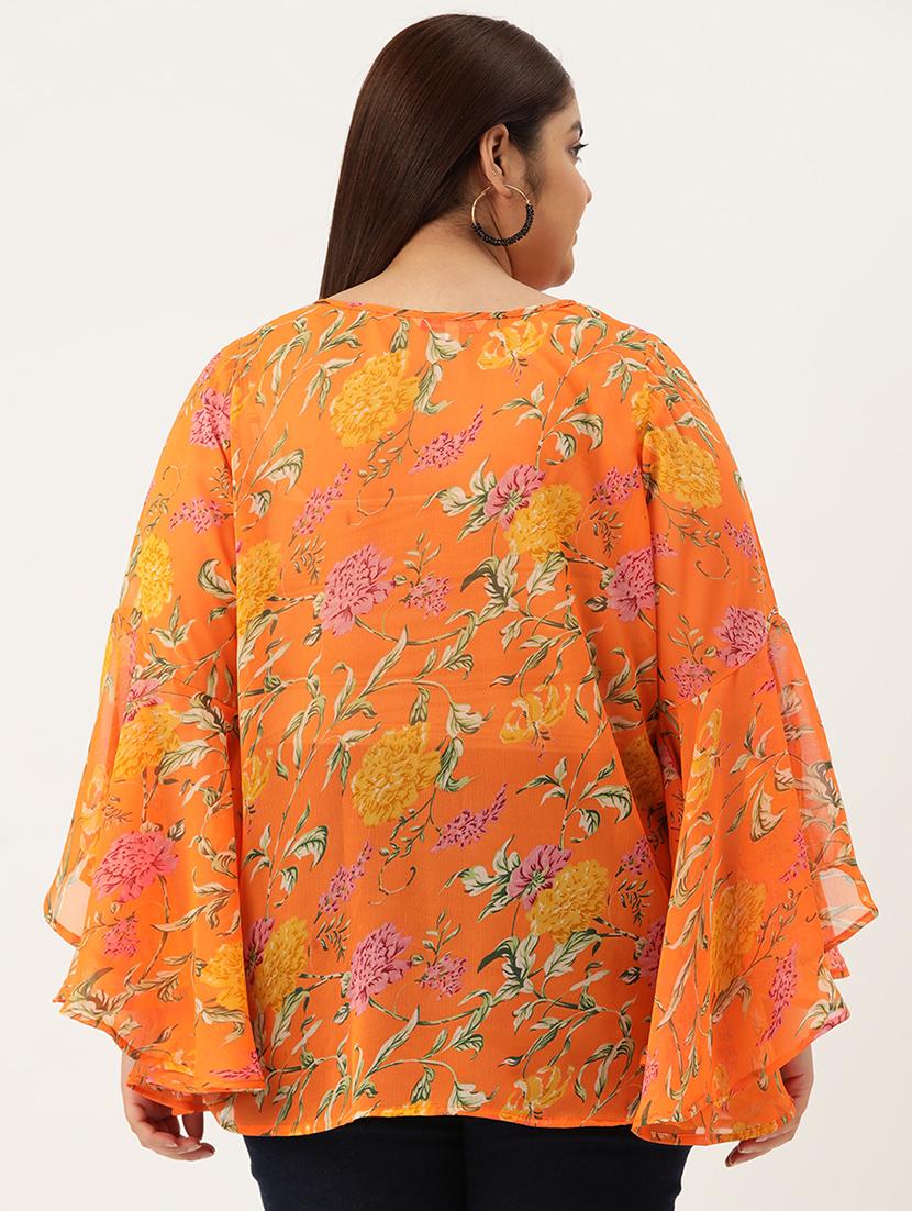 orange printed regular top - 21502785 - Standard Image - 2