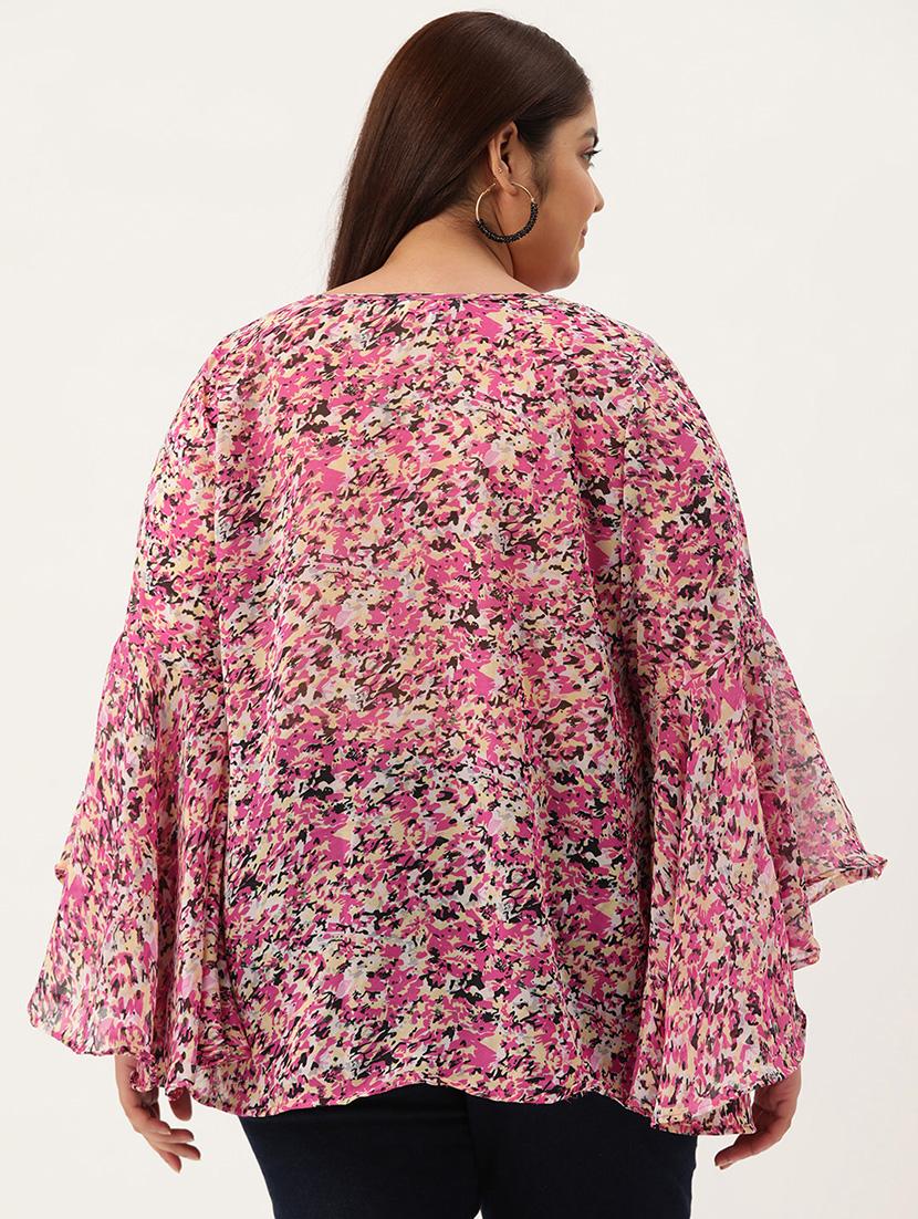 pink floral printed regular top - 21502786 - Standard Image - 2