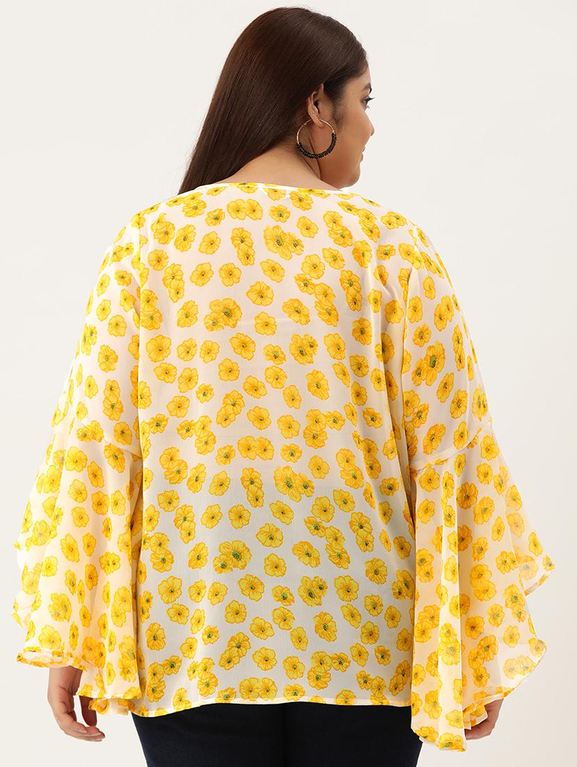 yellow floral printed regular top - 21502791 - Standard Image - 2