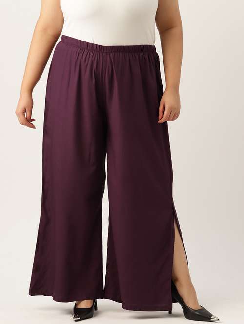 women high-rise solid wide leg trouser - 21502803 -  Standard Image - 0