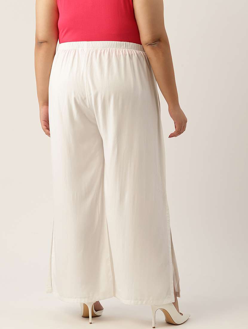 women high-rise solid wide leg trouser - 21502807 -  Standard Image - 2
