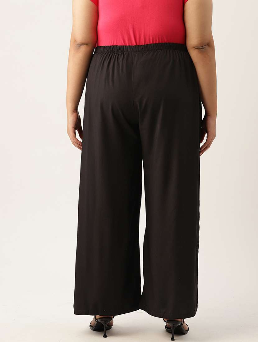women high-rise solid wide leg trouser - 21502809 -  Standard Image - 2