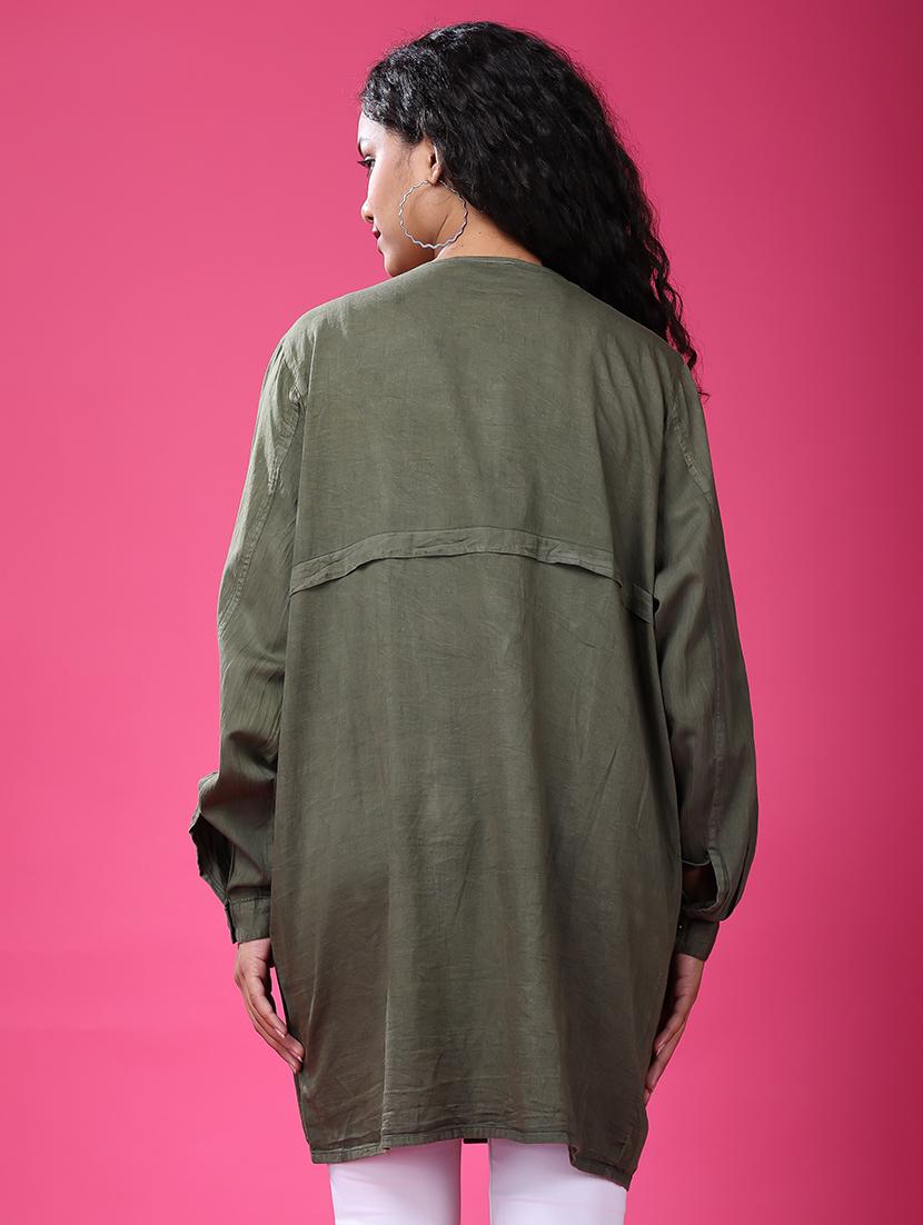women solid long sleeves oversized casual jacket - 21503004 - Standard Image - 2