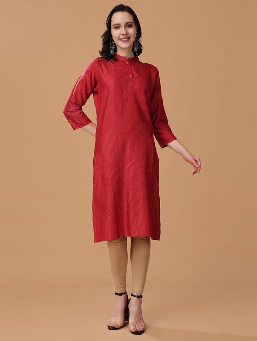 women red solid a-line kurta - 21503024 - Zoom Image - 0