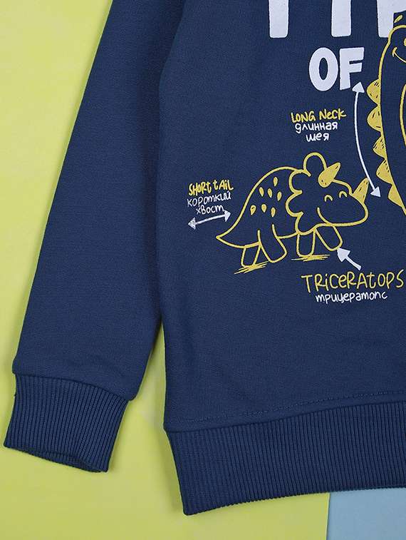 boys navy blue cotton front print sweatshirt - 21503393 -  Standard Image - 2