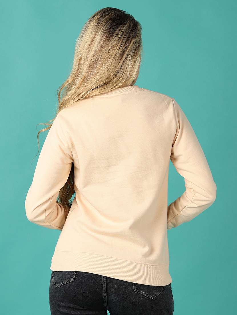 women beige front printed sweatshirt - 21503405 -  Standard Image - 2