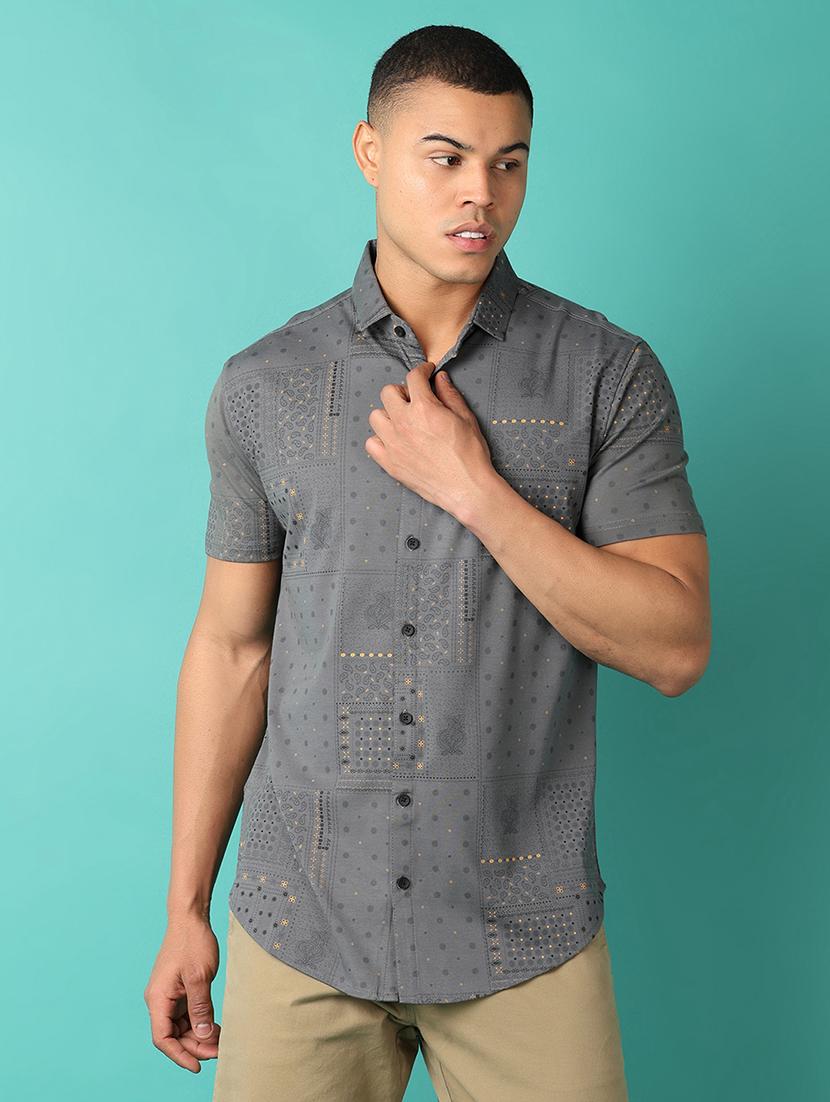 men short sleeves printed casual shirt - 21503478 -  Zoom Image - 0