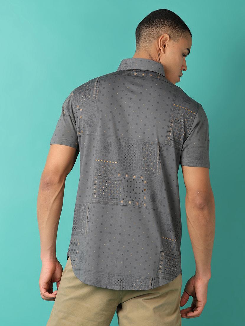 men short sleeves printed casual shirt - 21503478 - Standard Image - 2