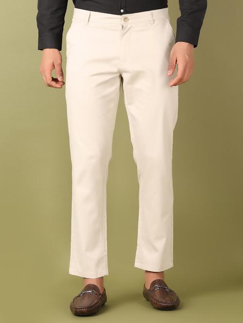 men solid mid rise flat front casual trouser - 21503517 -  Standard Image - 0