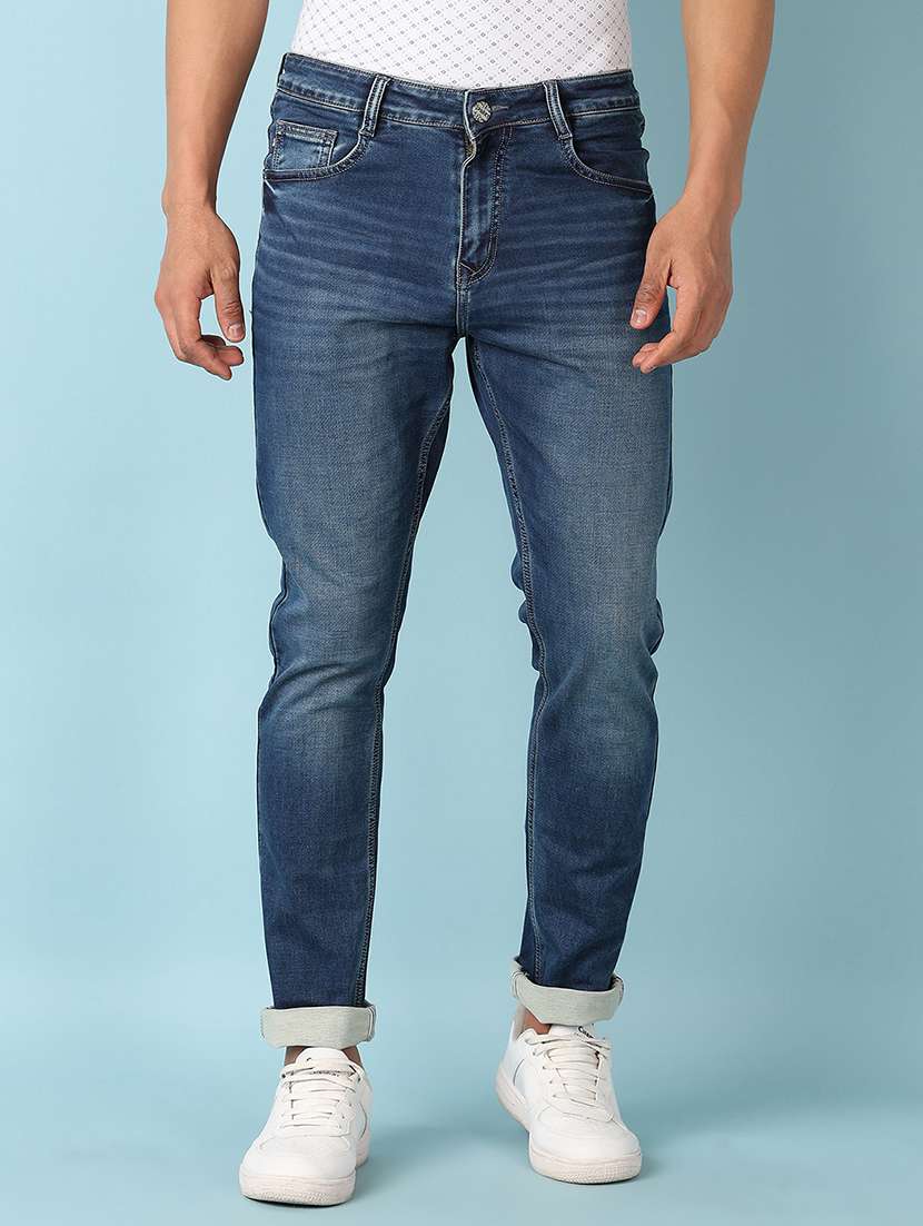 men solid mid rise slim fit jean