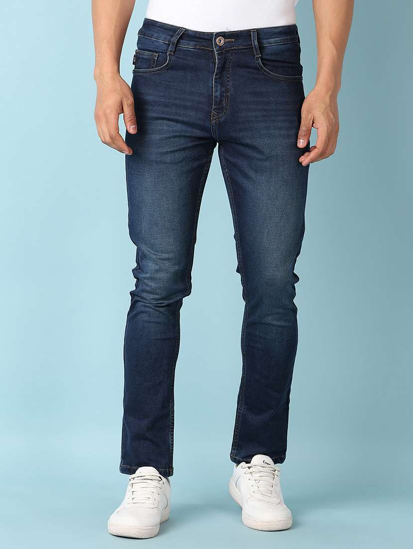 men solid mid rise slim fit jean