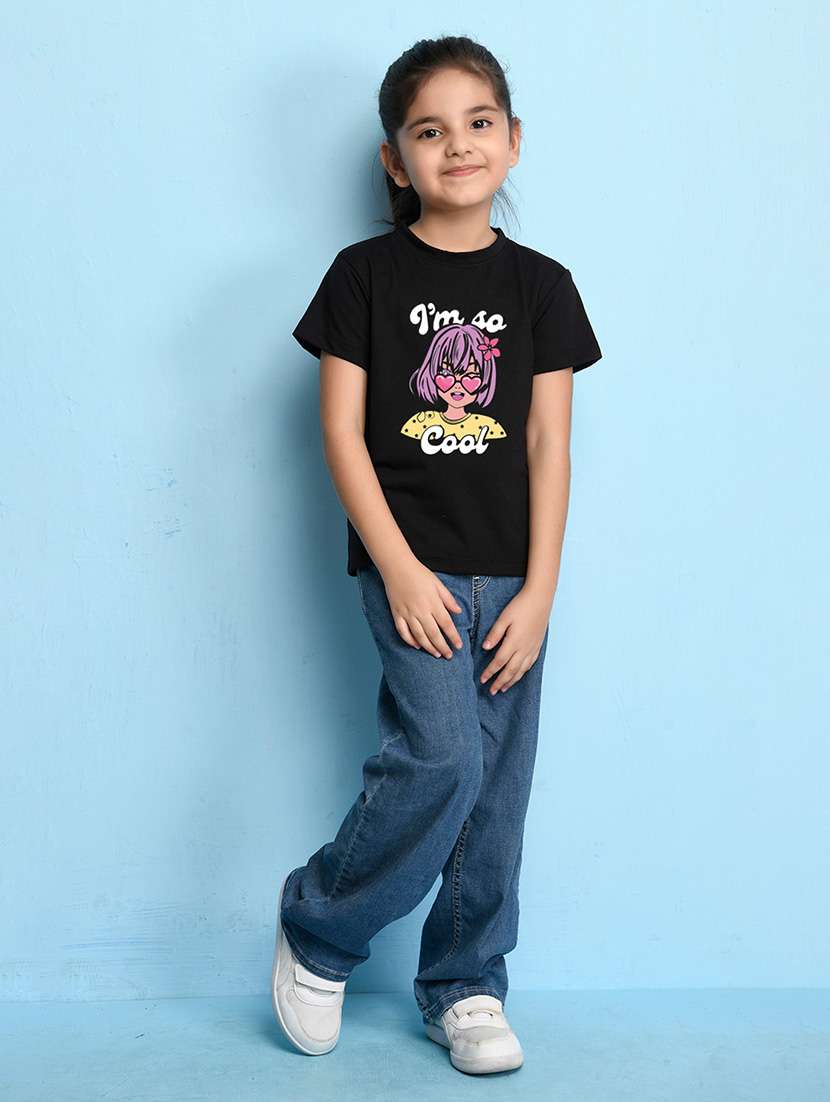 girls round neck front print t-shirt - 21503782 - Standard Image - 2