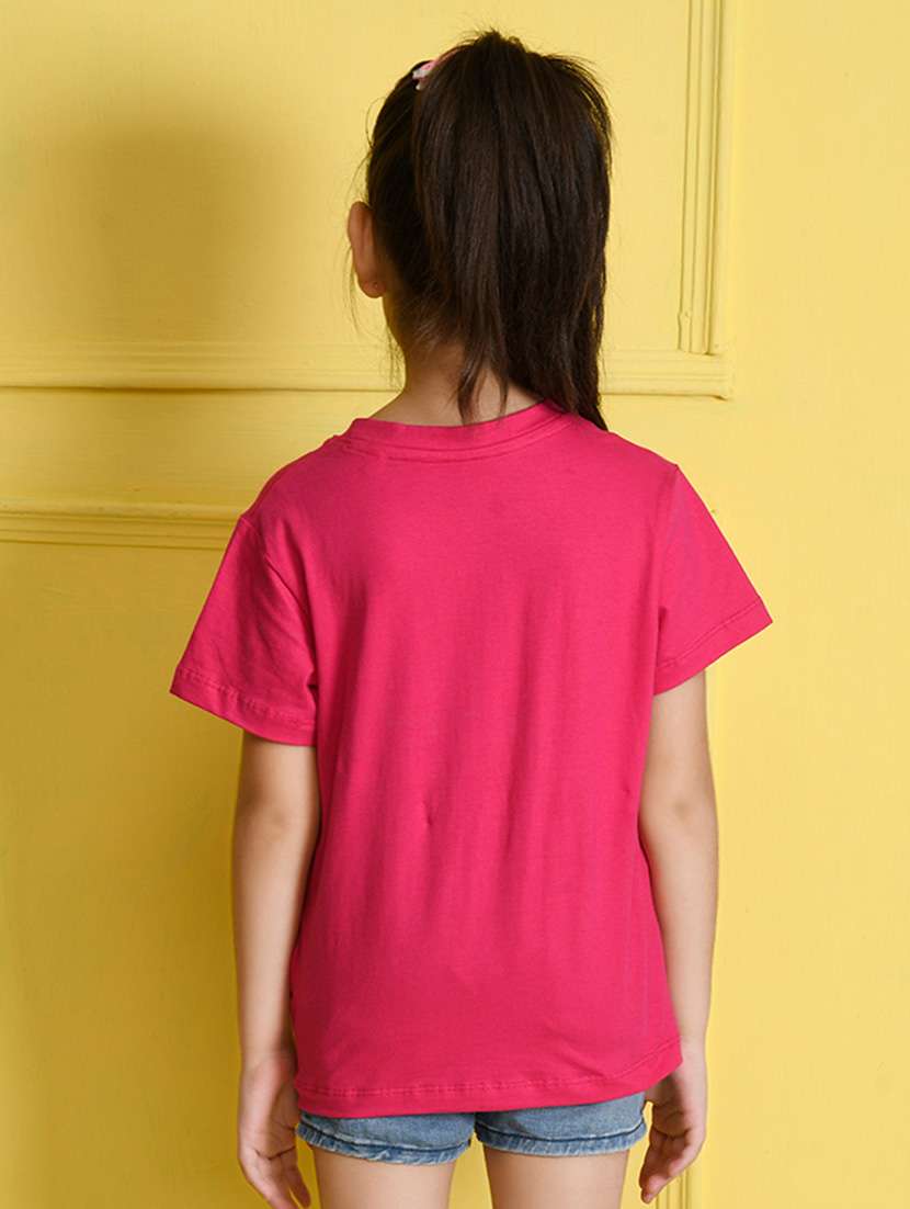 girls round neck front print t-shirt - 21503890 - Standard Image - 2