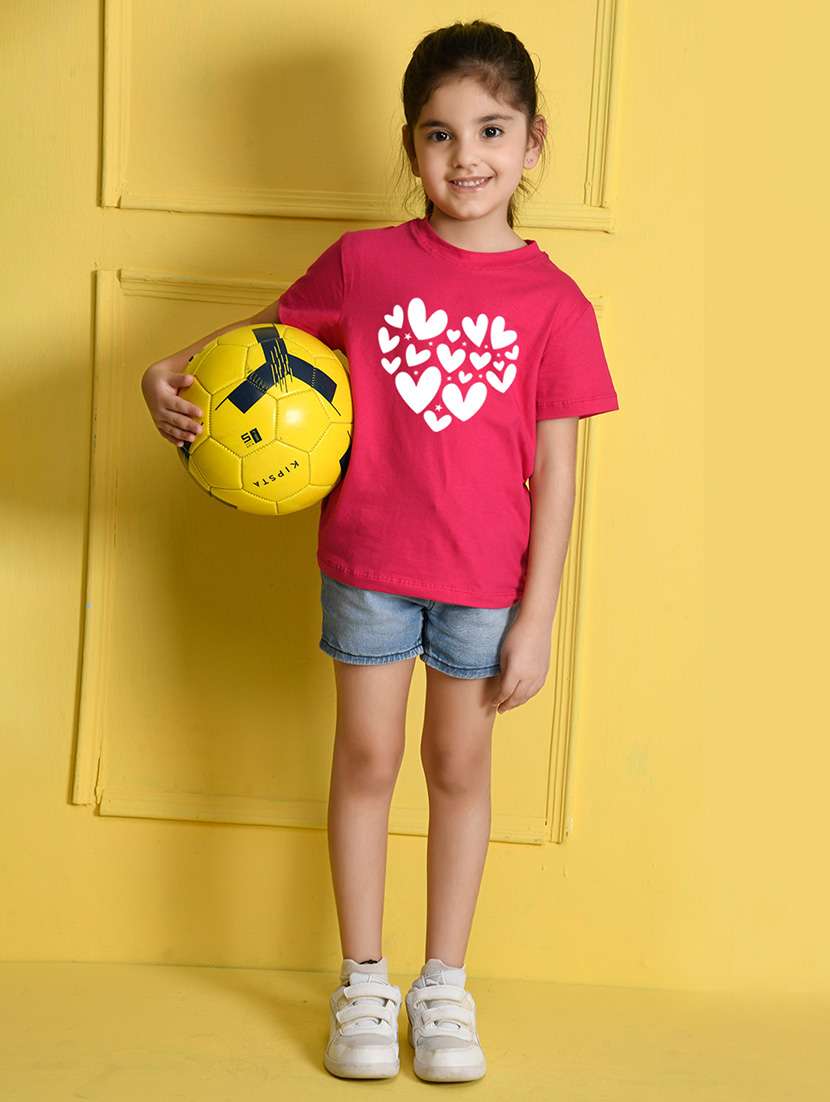 girls round neck front print t-shirt - 21503943 -  Standard Image - 2