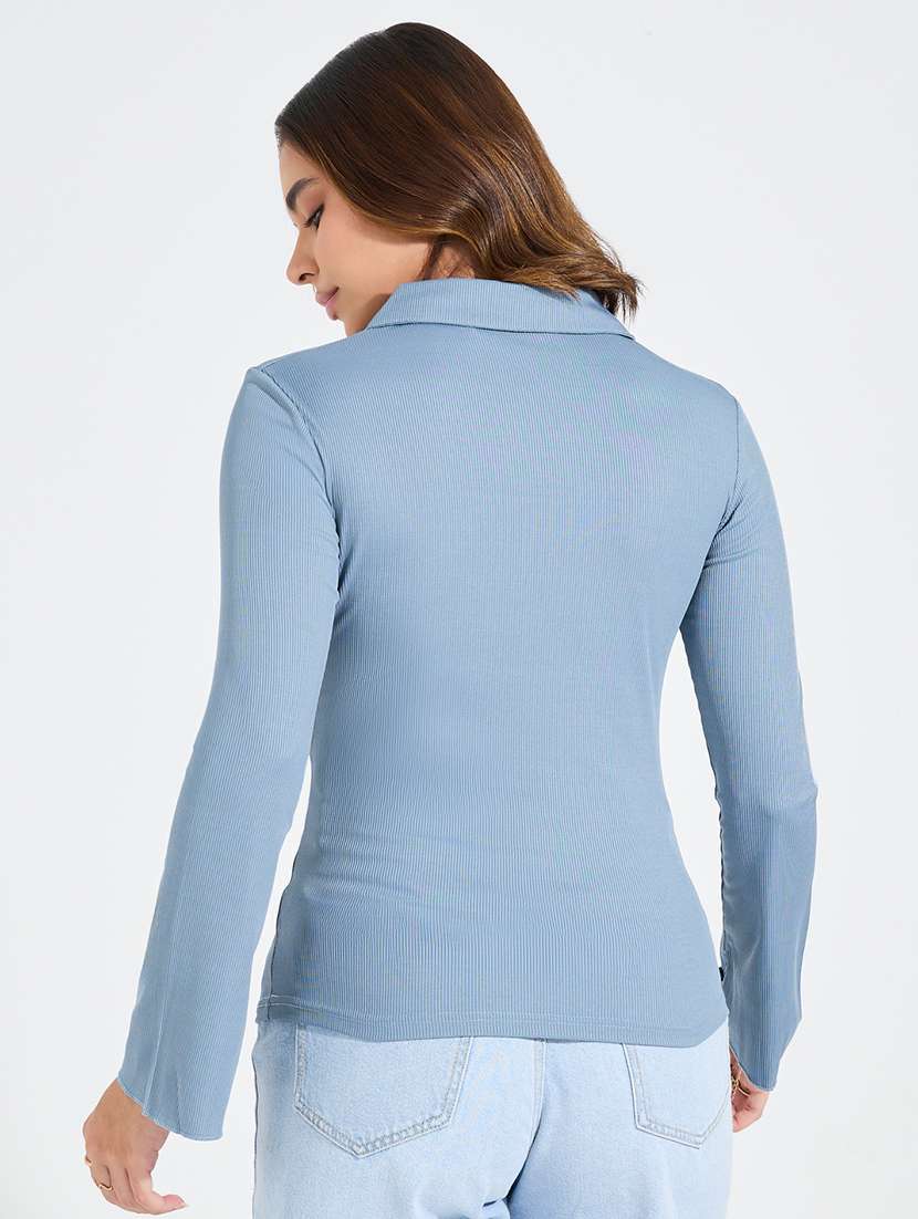 women blue polyester regular t-shirt - 21503947 - Standard Image - 2