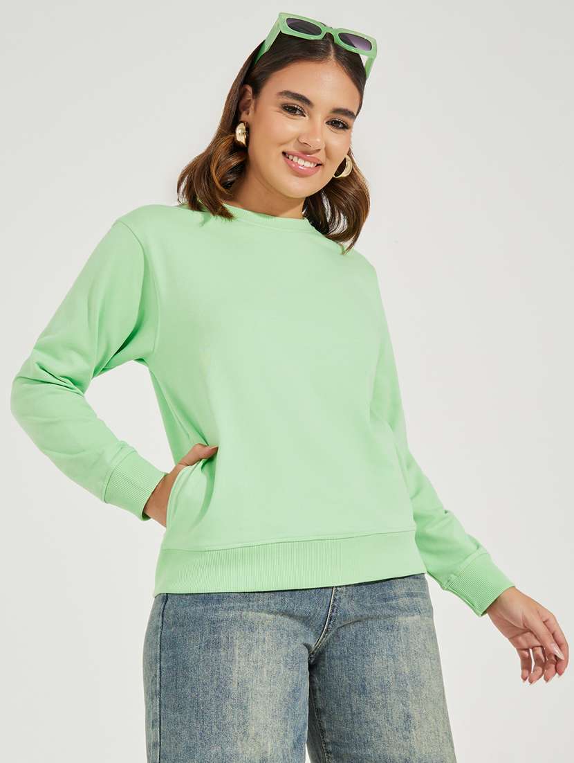 women neo mint cotton plain sweatshirt