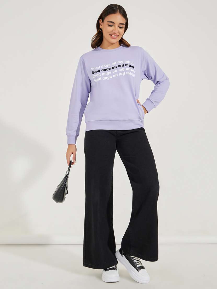 women chest print long sleeve sweatshirt - 21503952 - Standard Image - 2