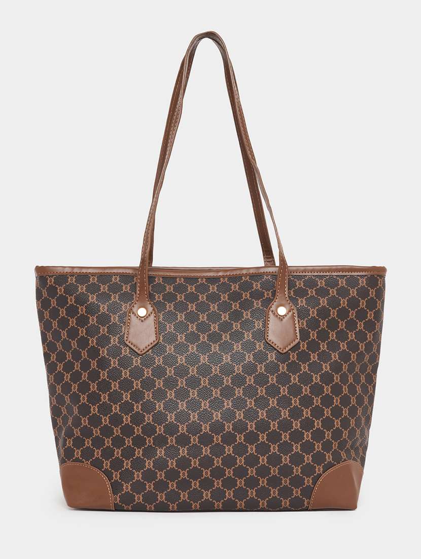 women brown pu handbag