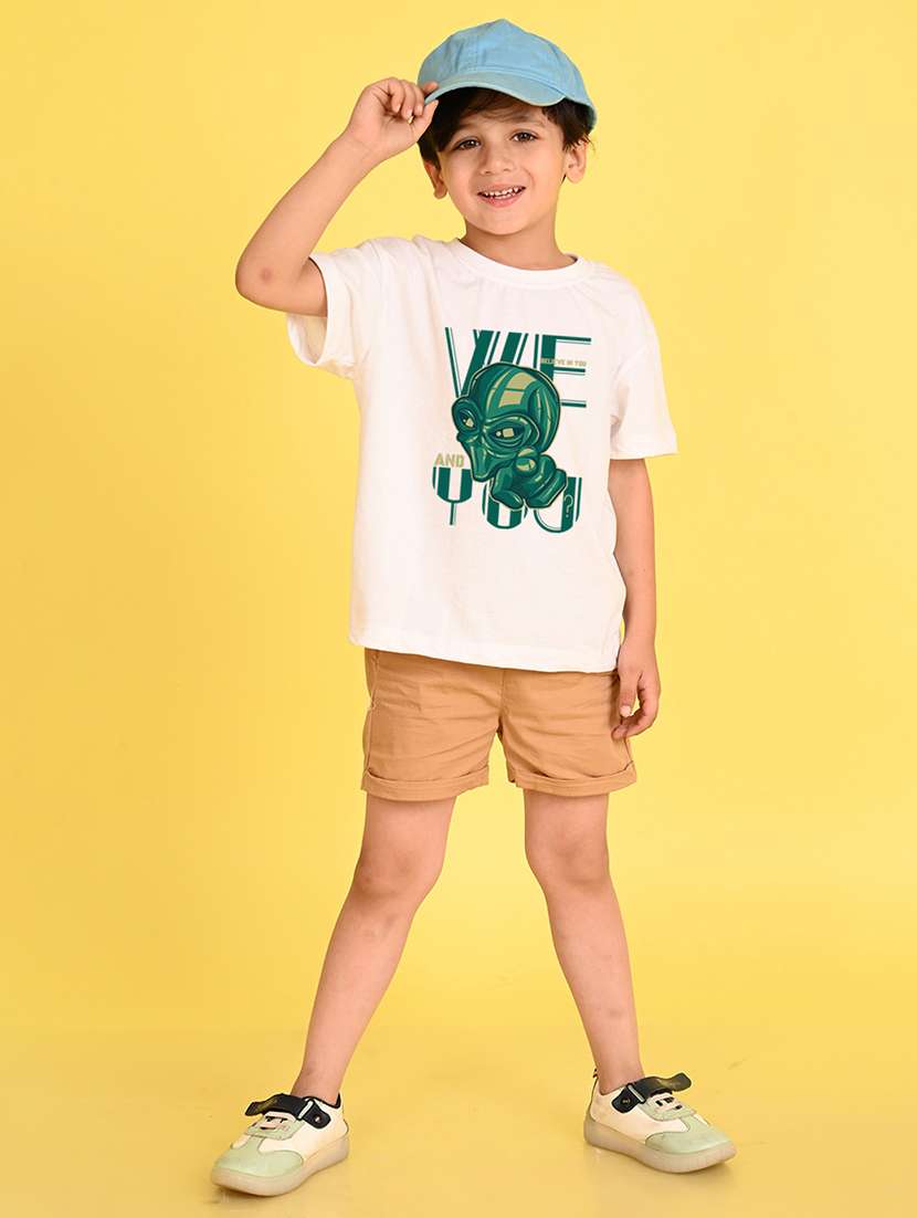 boys front print round neck t-shirt - 21504272 - Standard Image - 2