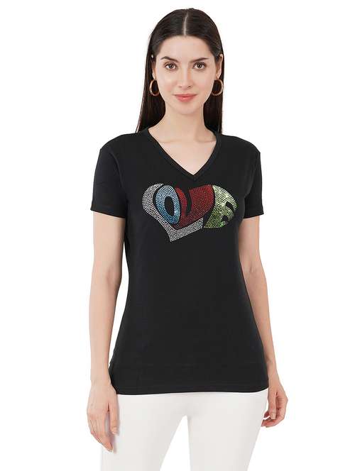 women embellished short sleeves t-shirt - 21504389 -  Standard Image - 0