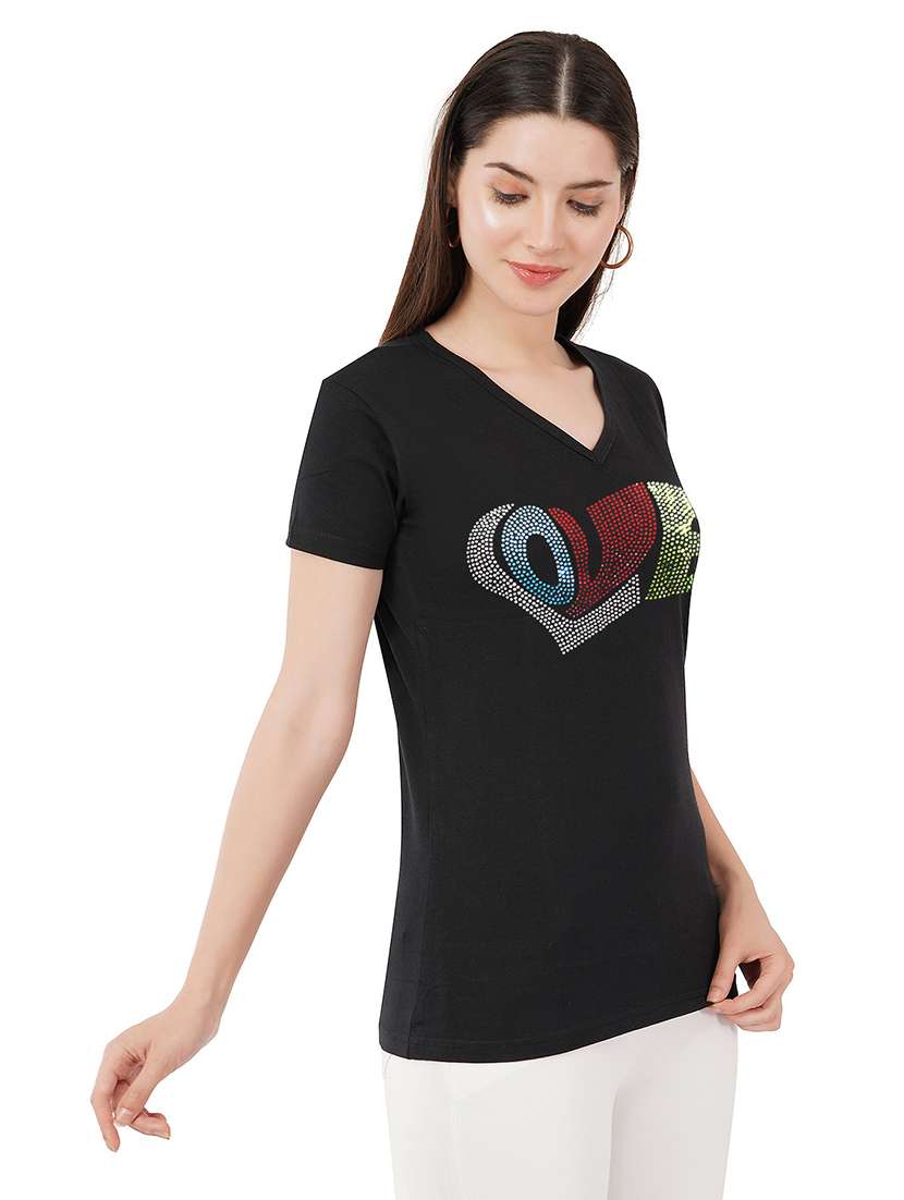 women embellished short sleeves t-shirt - 21504389 -  Standard Image - 2