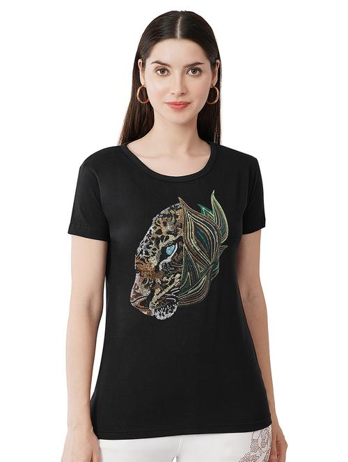 women embellished short sleeves t-shirt - 21504446 - Standard Image - 0