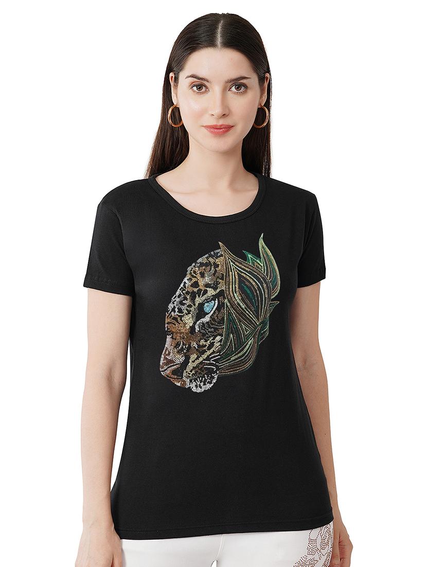women embellished short sleeves t-shirt - 21504446 - Zoom Image - 0
