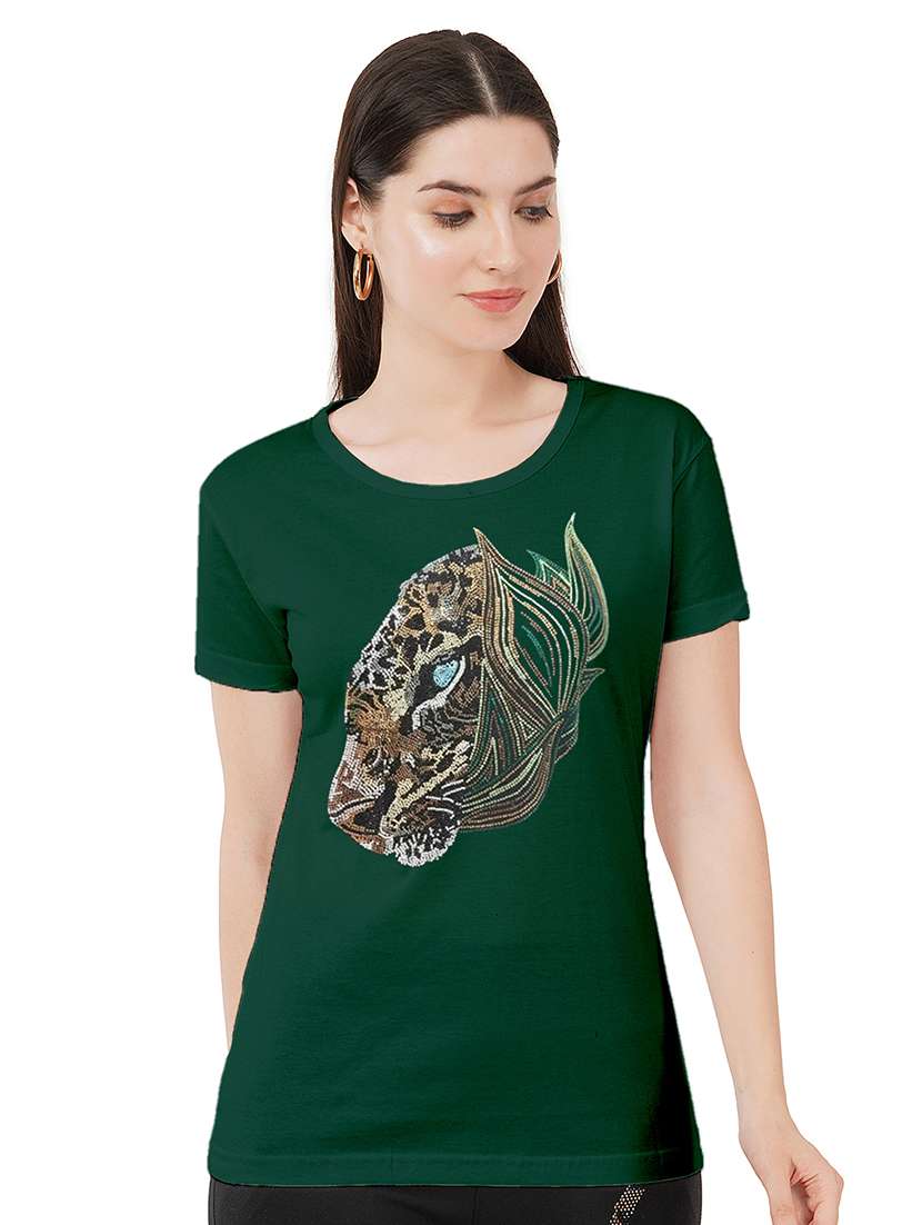 women embellished short sleeves t-shirt