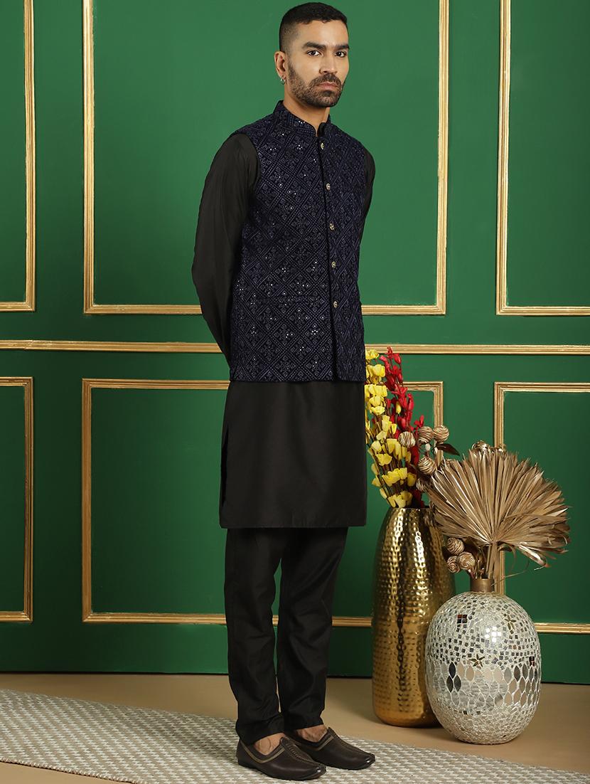 men embroidered kurta pyjama with jacket ethnic wear set - 21505312 - Standard Image - 2