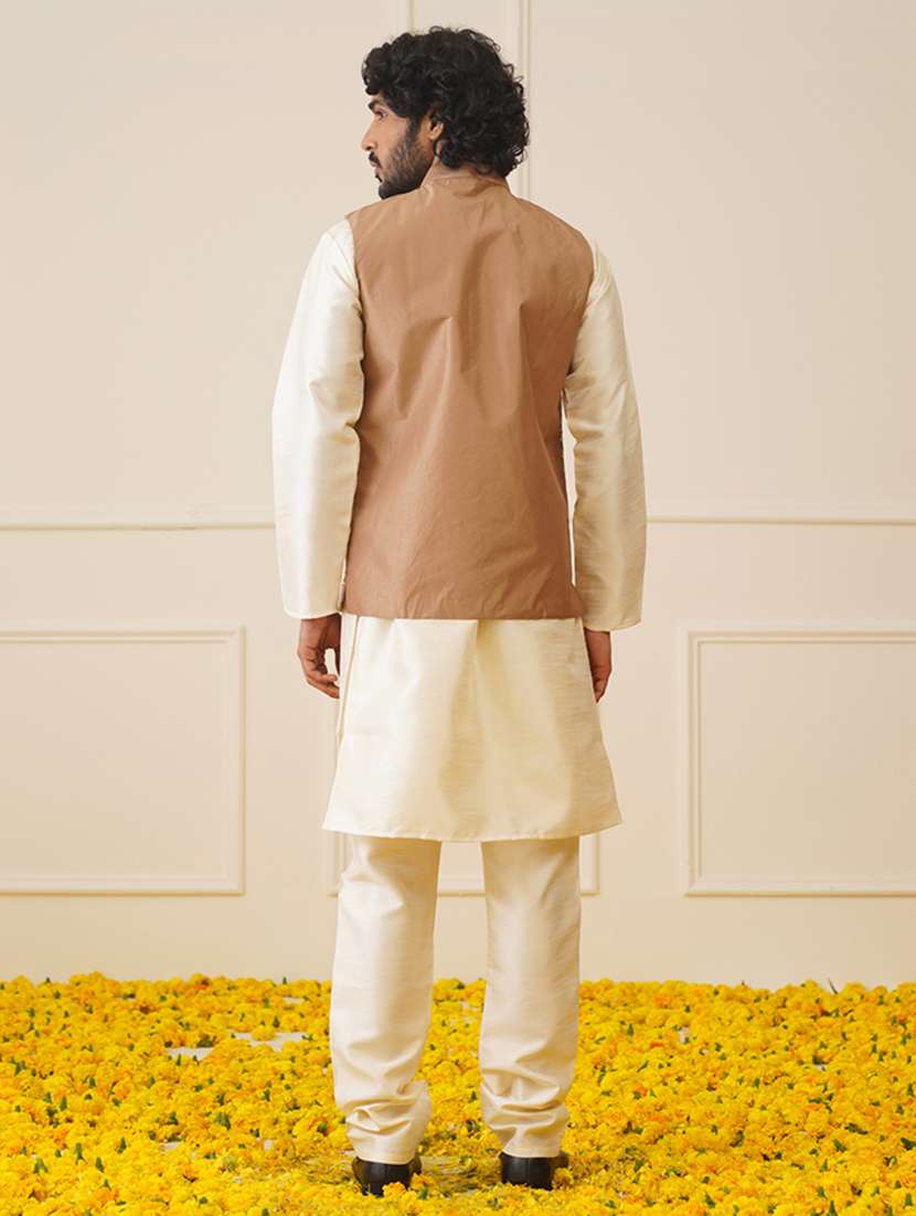 men embroidered kurta pyjama with jacket ethnic wear set - 21505337 -  Standard Image - 2
