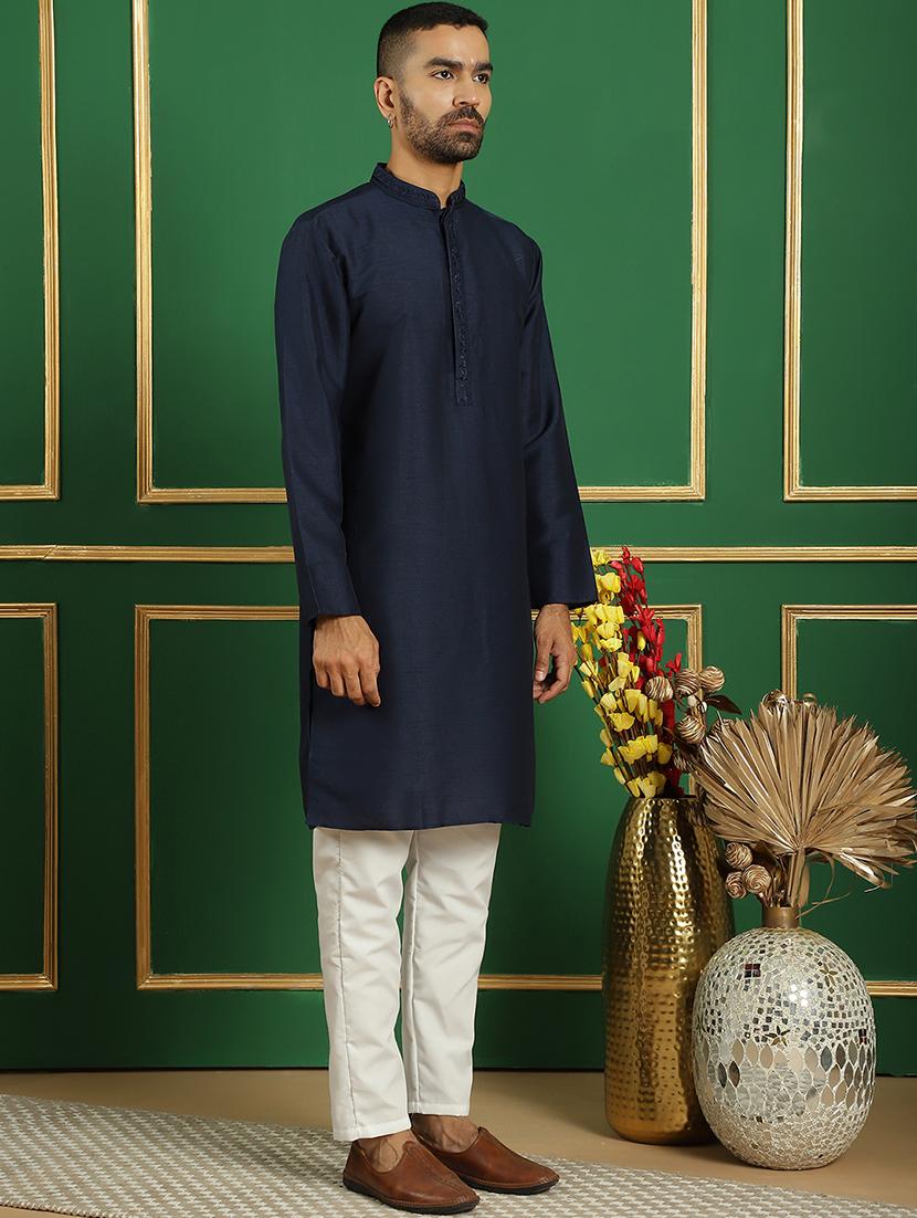 men embroidered kurta pyjama with jacket ethnic wear set - 21505348 - Standard Image - 2