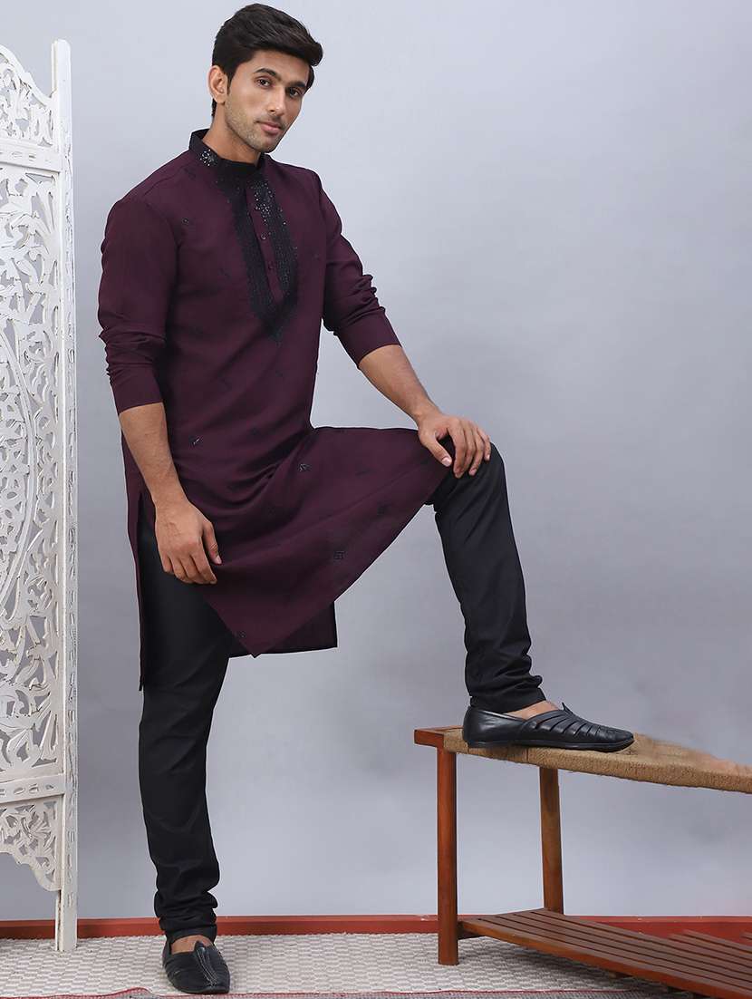 men embroidered kurta chudidar pant ethnic wear set - 21505354 -  Standard Image - 2
