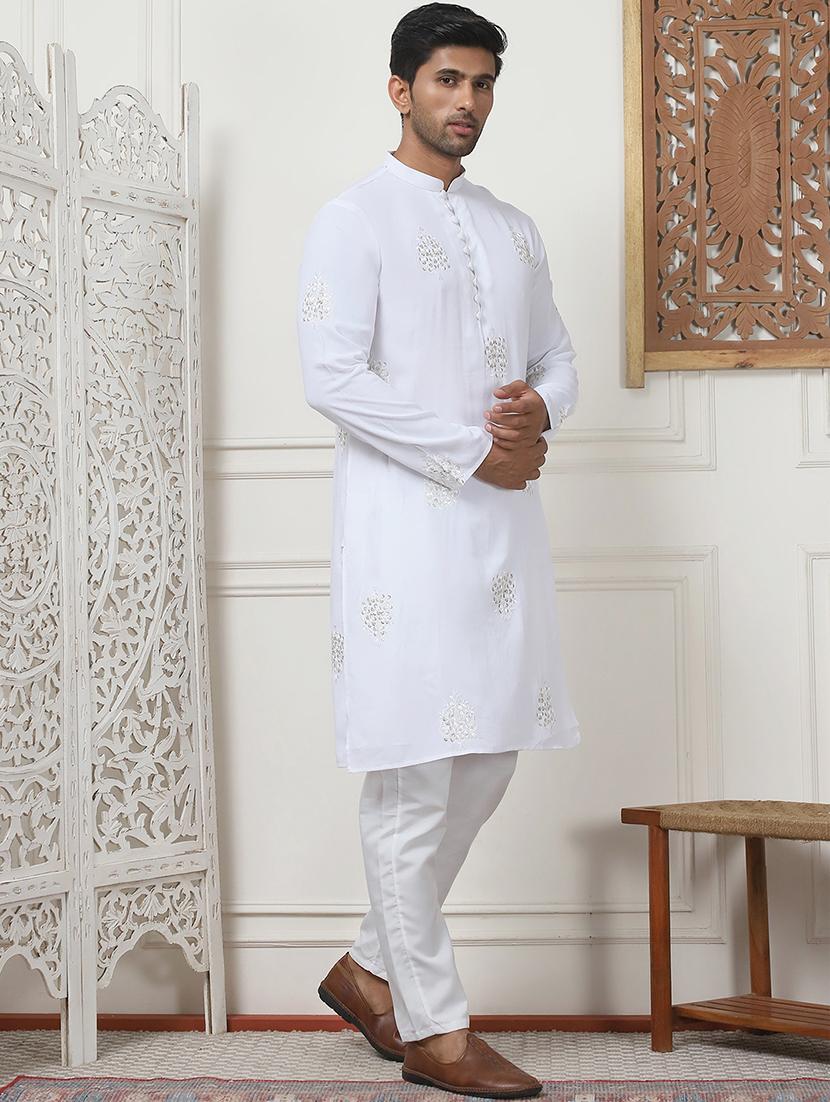 men embroidered kurta pyjama ethnic wear set - 21505362 - Standard Image - 2