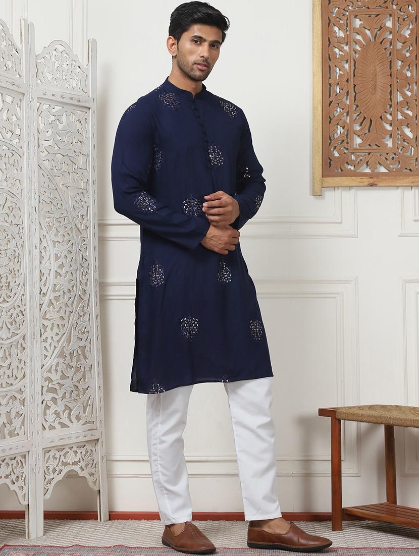 men embroidered kurta pyjama ethnic wear set - 21505365 - Standard Image - 2