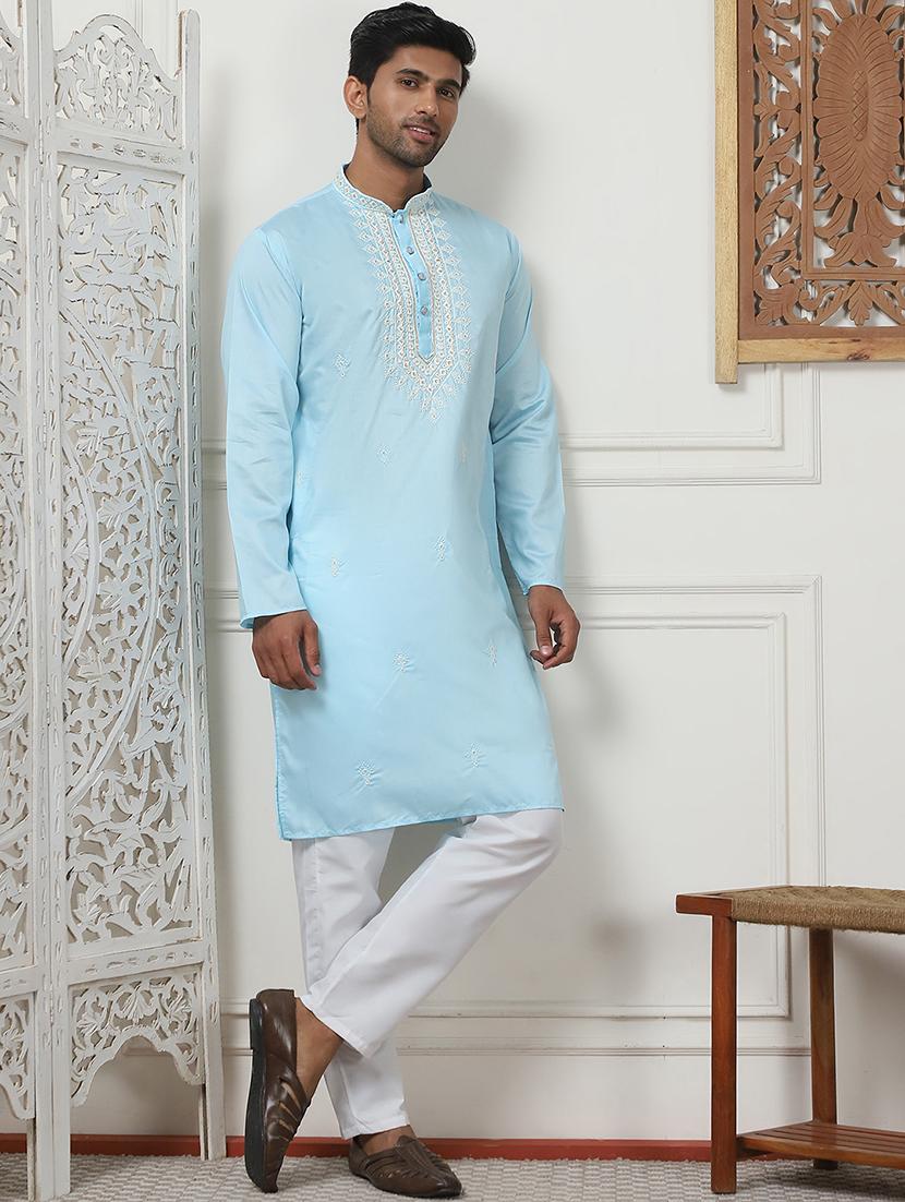 men embroidered kurta pyjama ethnic wear set - 21505380 - Standard Image - 2