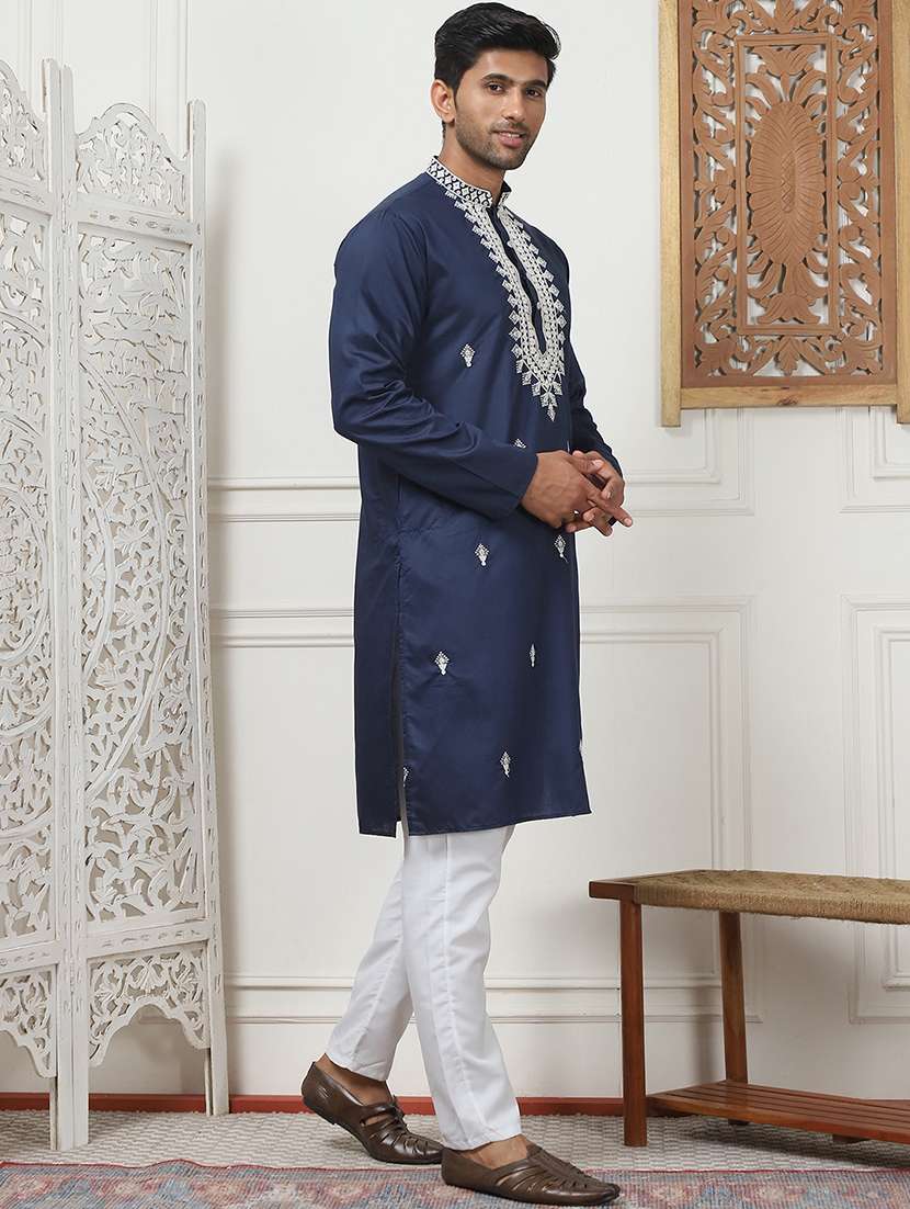 men embroidered kurta pyjama ethnic wear set - 21505381 -  Standard Image - 2