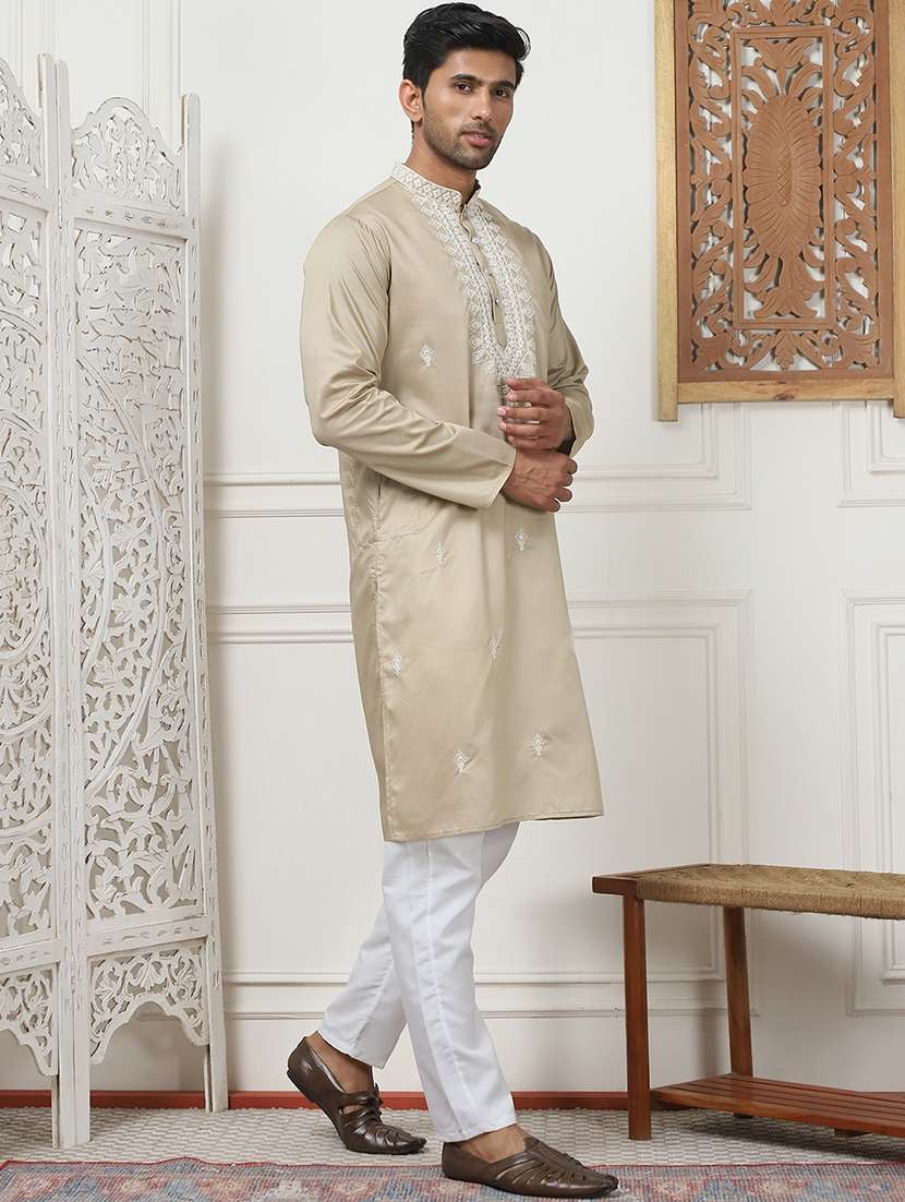 men embroidered kurta pyjama ethnic wear set - 21505383 -  Standard Image - 2