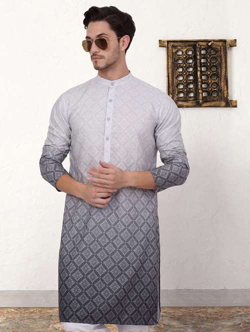 men ombre cotton kurta pyjama ethnic wear set