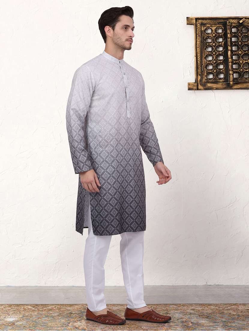 men ombre cotton kurta pyjama ethnic wear set - 21505385 - Standard Image - 2