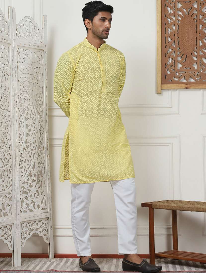 men embroidered kurta pyjama ethnic wear set - 21505393 -  Standard Image - 2