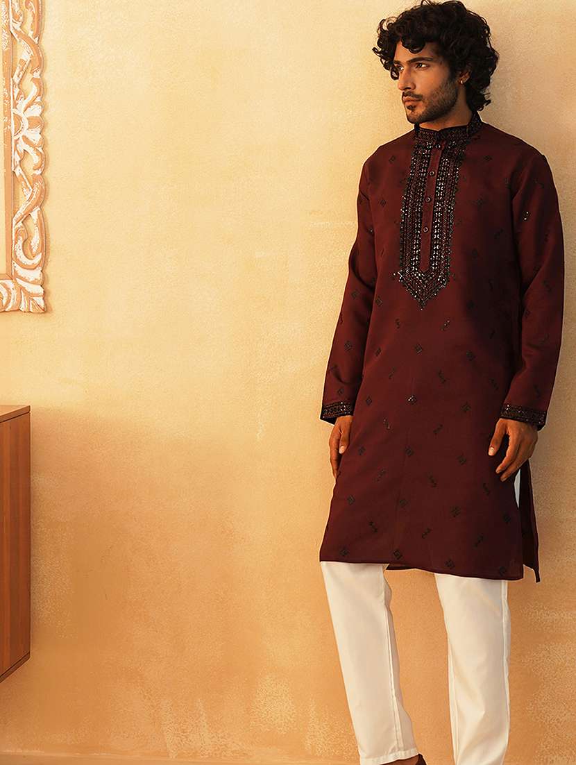 men embroidered kurta pyjama ethnic wear set - 21505400 -  Standard Image - 2