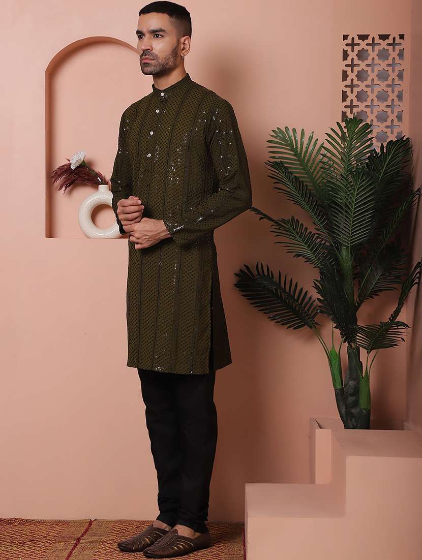 men embroidered kurta pyjama ethnic wear set - 21505422 -  Standard Image - 2