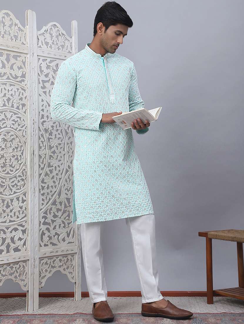 men embroidered kurta pyjama ethnic wear set - 21505426 - Standard Image - 2