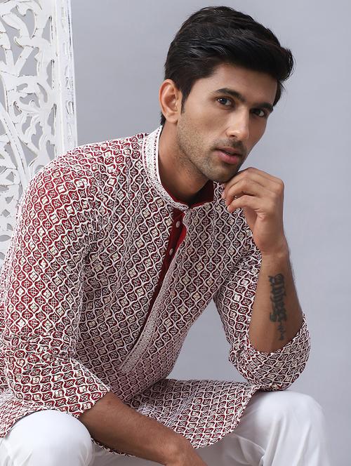 men embroidered kurta pyjama ethnic wear set - 21505427 - Standard Image - 0