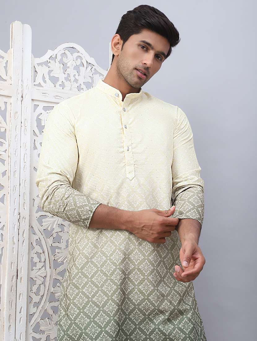 men ombre cotton kurta pyjama ethnic wear set