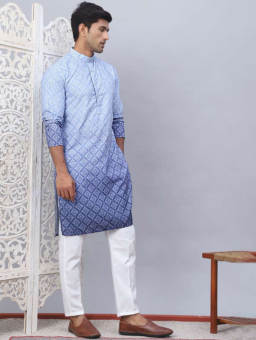 men ombre cotton kurta pyjama ethnic wear set - 21505438 - Standard Image - 2