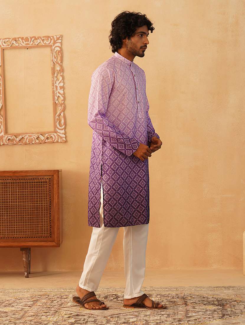 Men Ombre Cotton Kurta Pyjama Ethnic Wear Set - 21505446 -  Standard Image - 2