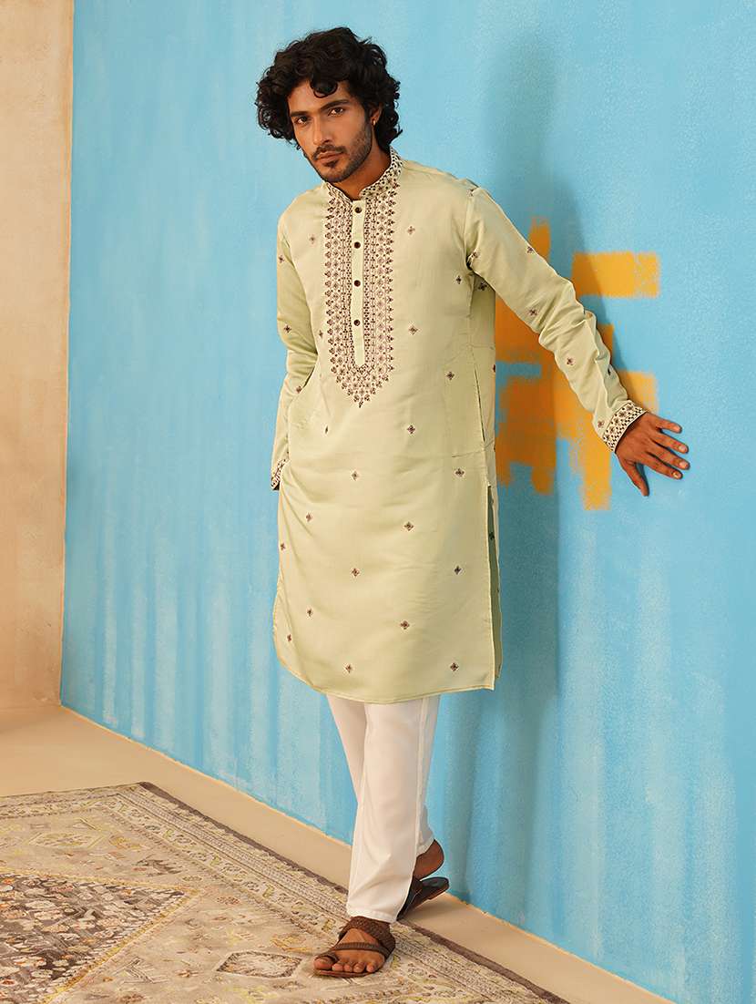 men embroidered kurta pyjama ethnic wear set - 21505448 -  Standard Image - 2