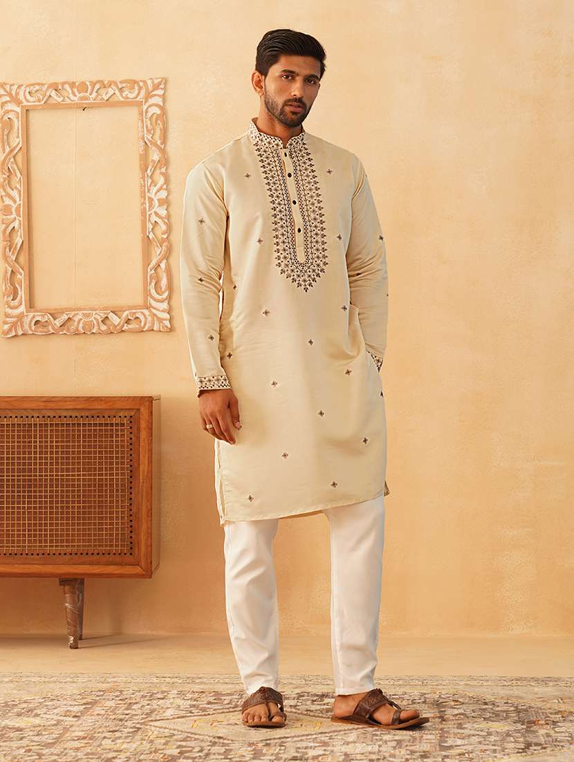 men embroidered kurta pyjama ethnic wear set - 21505449 -  Standard Image - 2