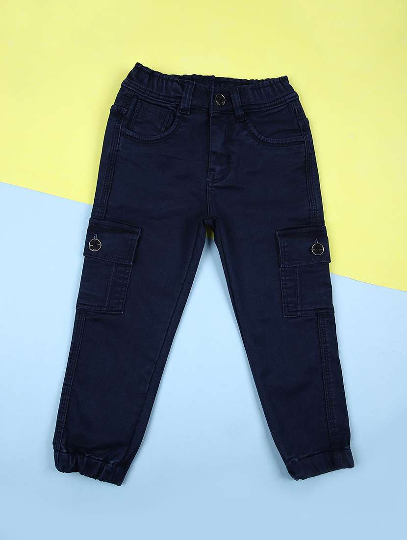 boys solid mid rise cargo